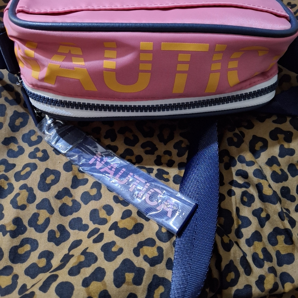 Nautica Pink and Orange Crossbody Bag With Black Strap